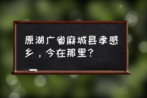 麻城县孝感乡在哪个省 原湖广省麻城县孝感乡，今在那里？