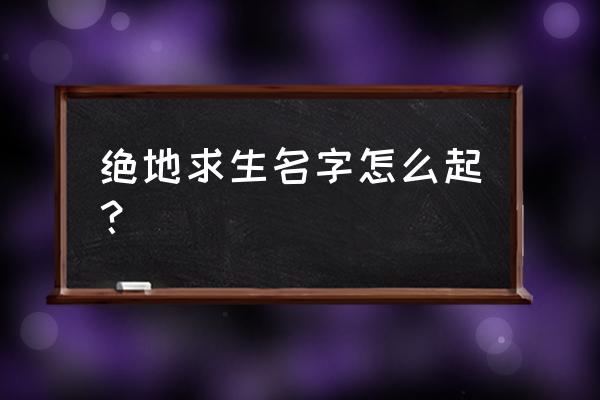 绝地求生名称怎么输不起 绝地求生名字怎么起？