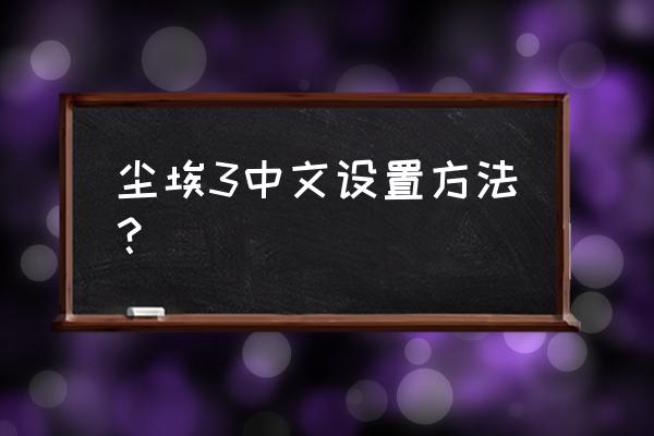 尘埃3能汉化吗 尘埃3中文设置方法？