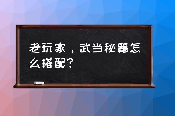 楚留香武当帮派秘籍买哪个 老玩家，武当秘籍怎么搭配？