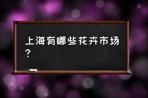 上海花木市场在哪里 上海有哪些花卉市场？