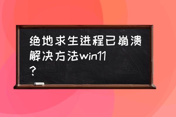 绝地求生泰服游戏崩溃怎么解决 绝地求生进程已崩溃解决方法win11？