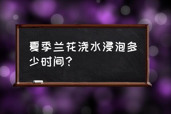 兰花浇水泡水泡多久 夏季兰花浇水浸泡多少时间？