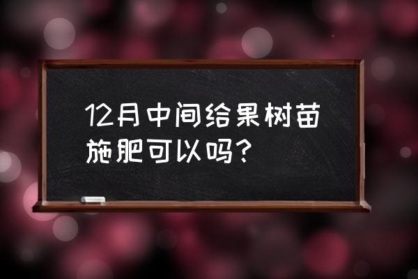 什么季节喂果树 12月中间给果树苗施肥可以吗？