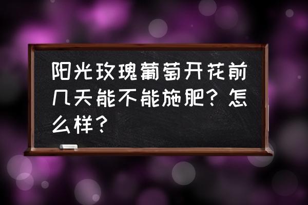 葡萄转色期能浇水施肥吗 阳光玫瑰葡萄开花前几天能不能施肥？怎么样？