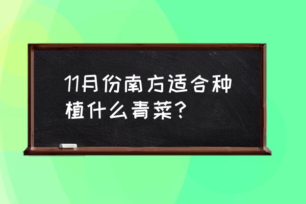 9月份种什么蔬菜最好南方 11月份南方适合种植什么青菜？