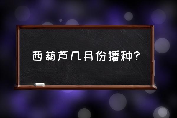 西葫芦几月份播种最好 西葫芦几月份播种？